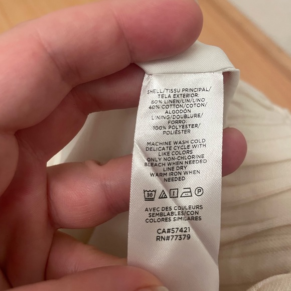 Ann Taylor Cream Stripe Linen Midi Skirt w/ Belt - Picture 4 of 4